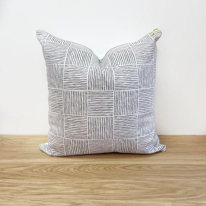 Cover Only | Charcoal Basket Weave Squares Minimal | Designed by Erin Kendall | Dogwood Denim Accent Pillow
