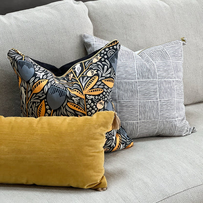 Cover Only | Charcoal Basket Weave Squares Minimal | Designed by Erin Kendall | Dogwood Denim Accent Pillow
