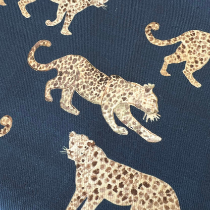 Cover Only | Leopard Parade Navy | Designed by Danika Herrick | Grandmillennial Throw Pillow