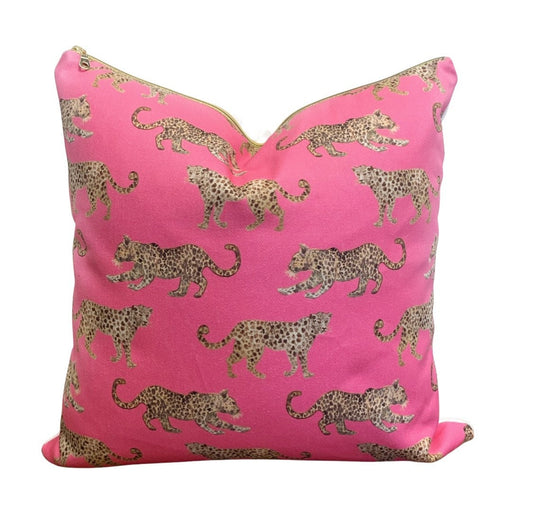 Cover Only | Pink Leopards throw pillow by Danika Herrick