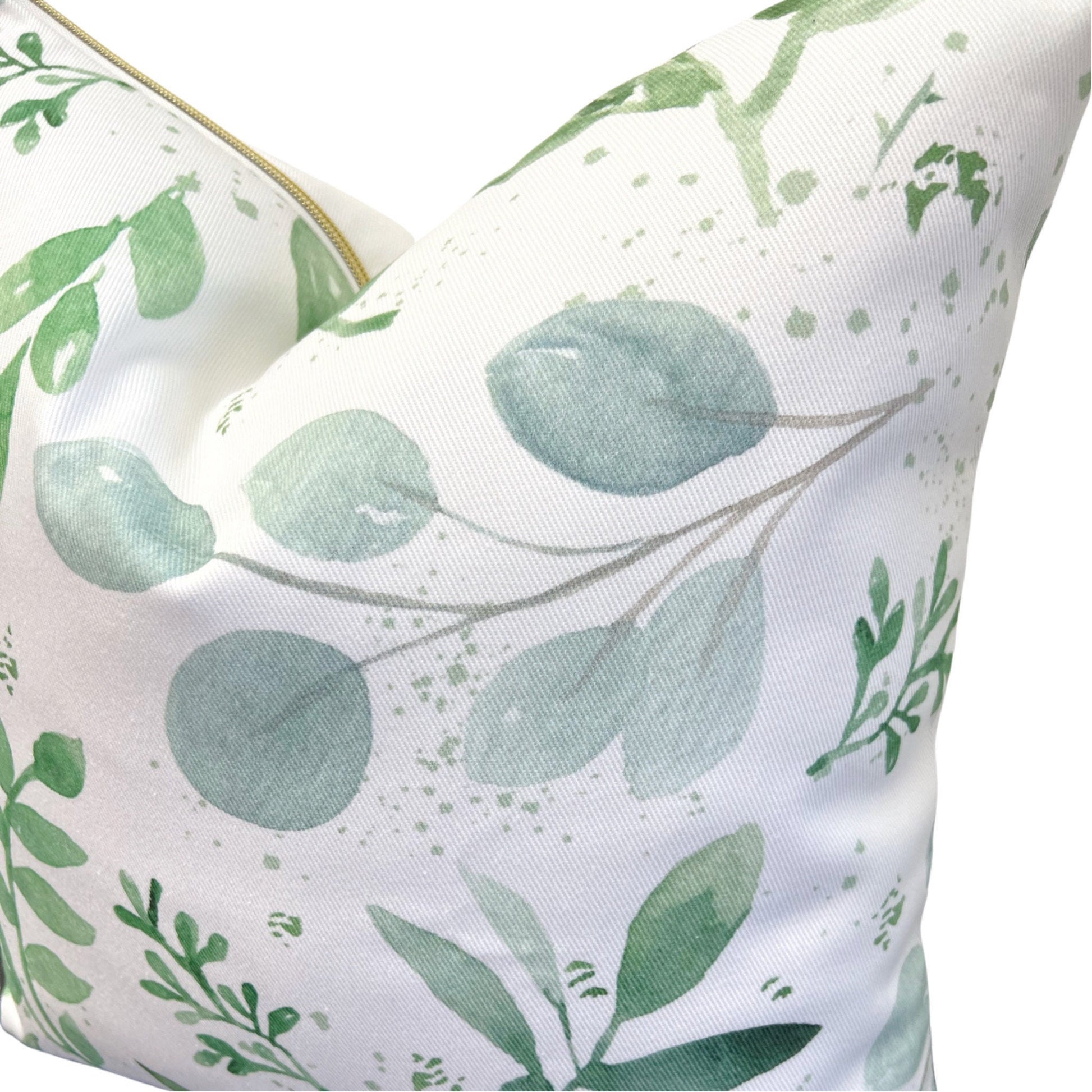 Cover Only | Seamless Watercolor Leaves | Eucalyptus Leaves | Blue and Green | Grandmillennial Accent Pillow | Nursery