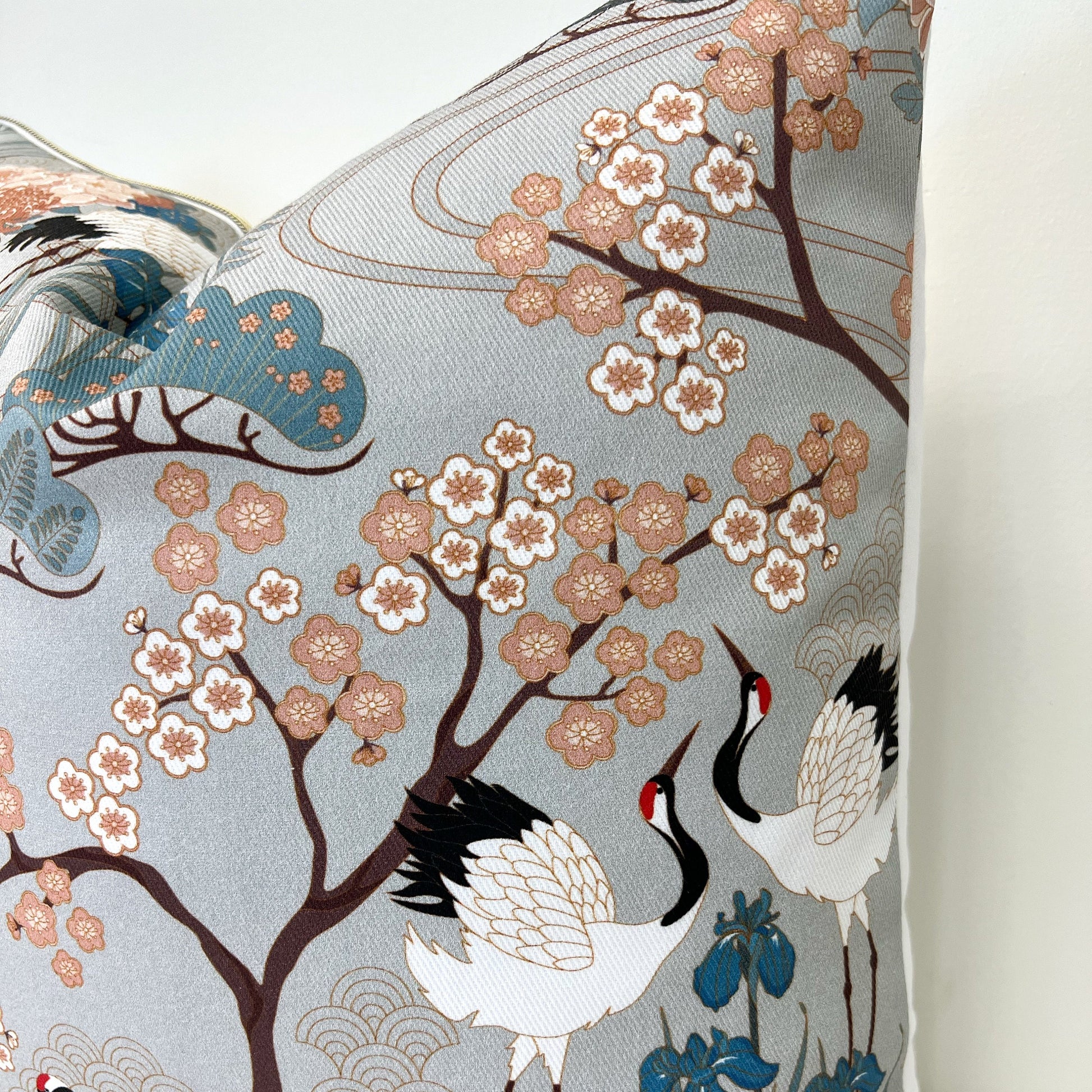 Cover Only | Gueth Japanese Garden Grey | Designed by Judith Gueth | Grandmillennial Accent Pillow | Chinoiserie