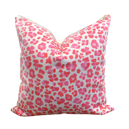 Cover Only | Pink Leopard Print Pillow | Designed by Danika Herrick | Grandmillennial Accent Pillow | Chinoiserie