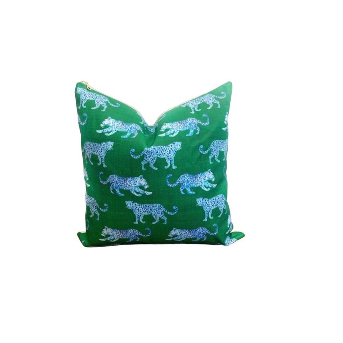 Cover Only | Green and Blue Leopards by Danika Herrick | Chinoiserie Pillow