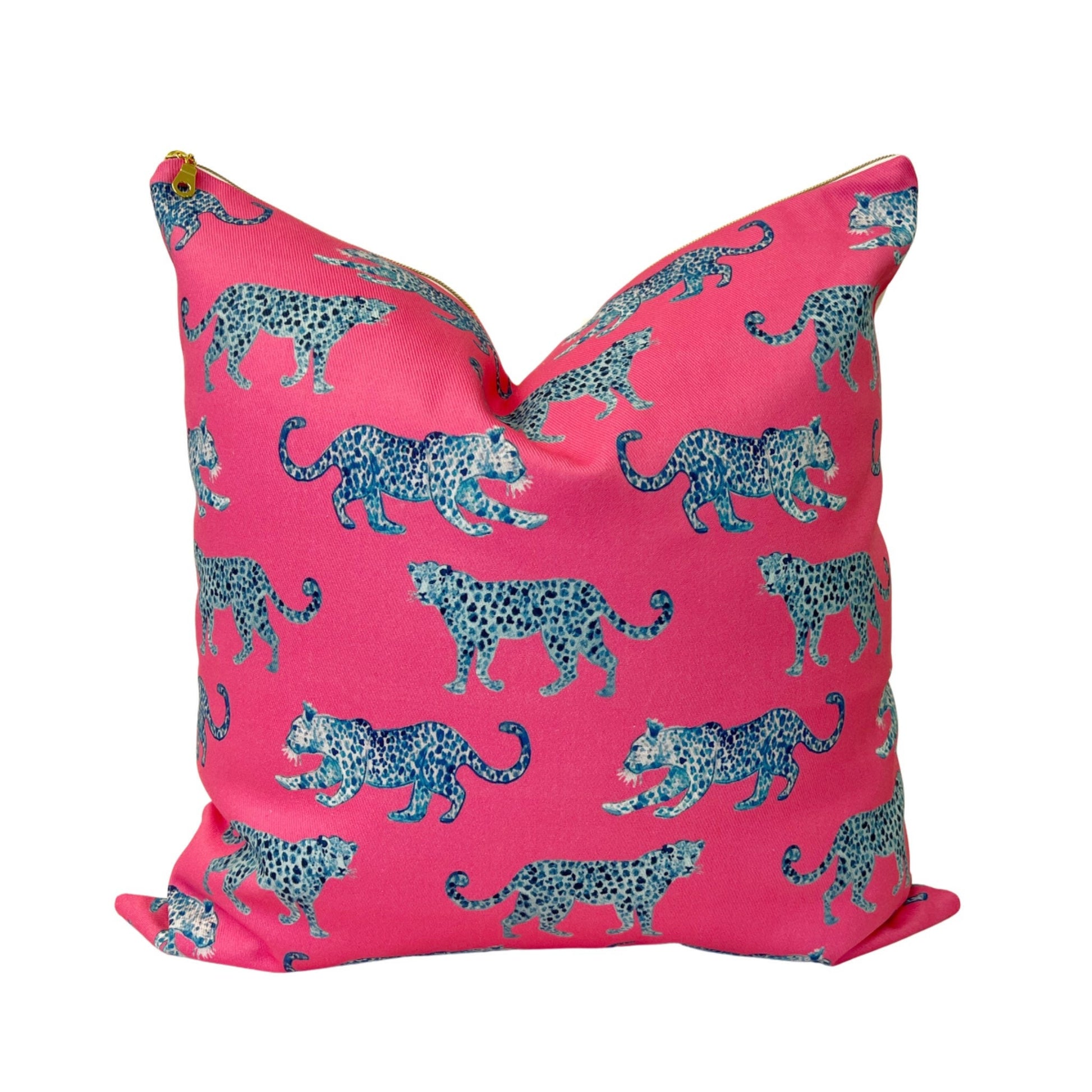 Cover Only | Pink and Blue Leopards throw pillow by Danika Herrick