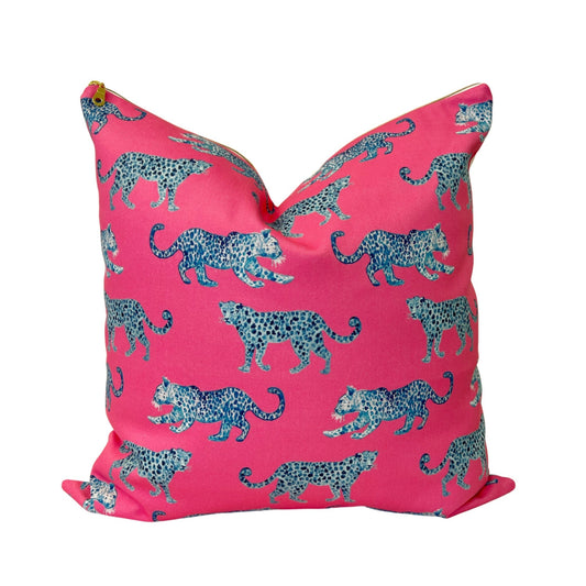 Cover Only | Pink and Blue Leopards throw pillow by Danika Herrick