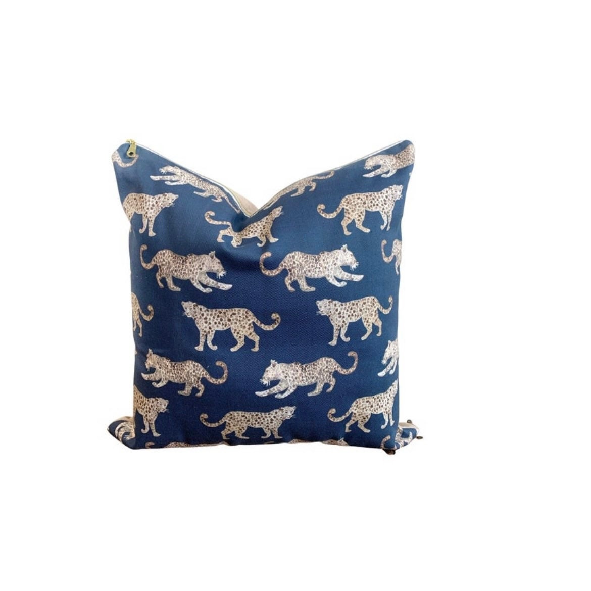 Cover Only | Leopard Parade Navy | Designed by Danika Herrick | Grandmillennial Throw Pillow