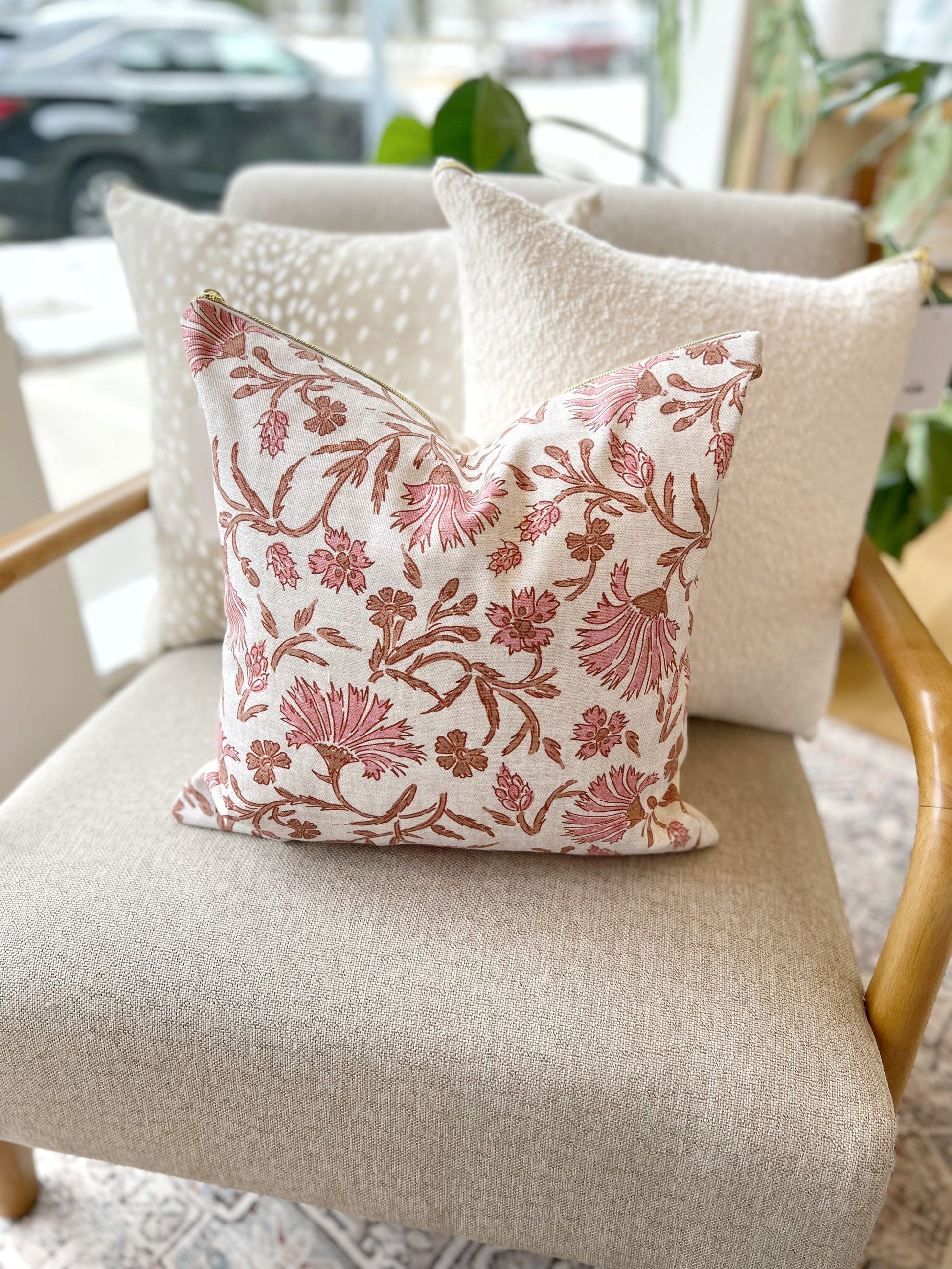 Cover Only | Kalami Floral Mauve | Designed by Holli Zollinger | Dogwood Denim Pillow Cover | Machine Washable