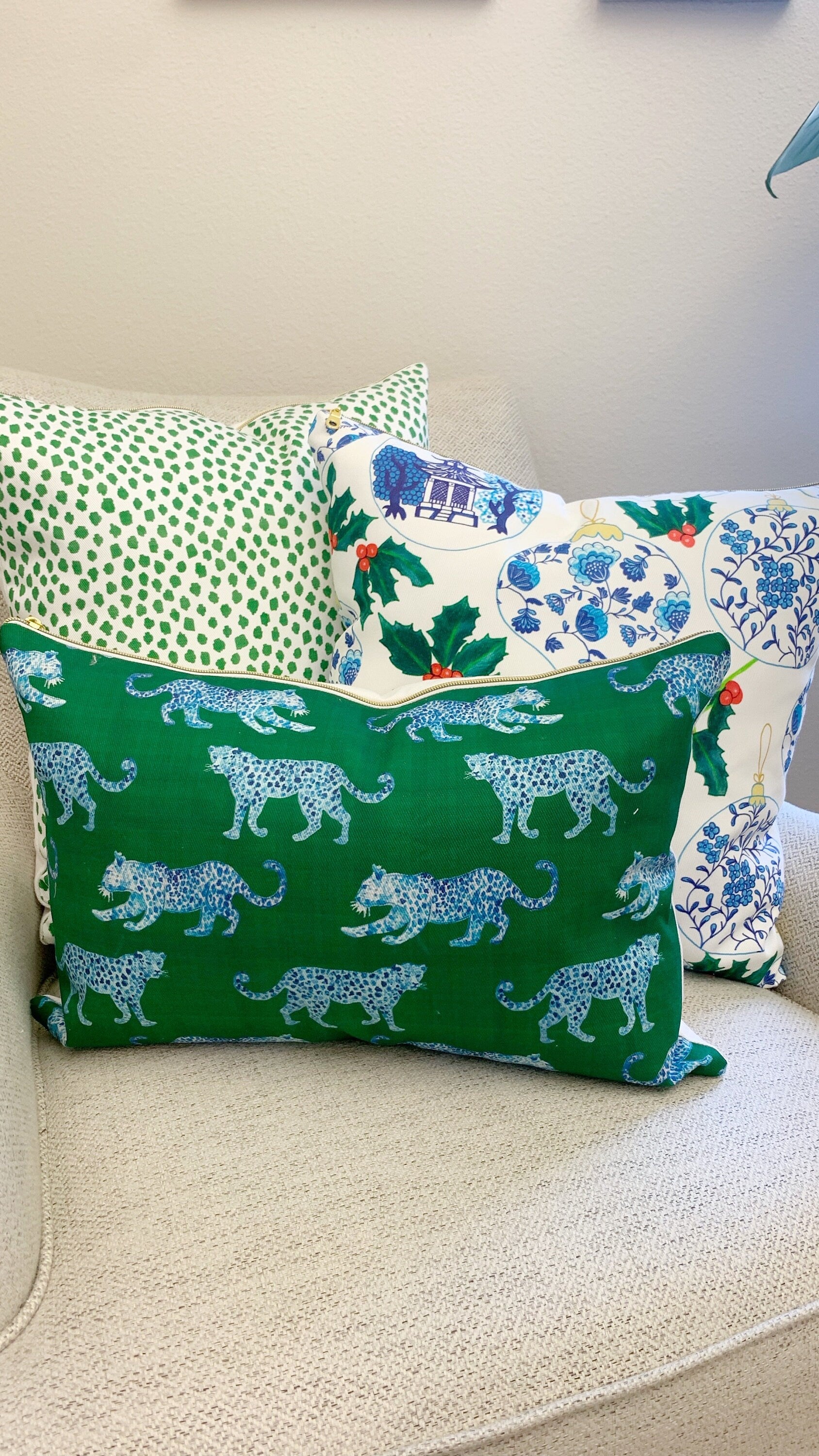 Cover Only | Large Green Spots |throw pillow by Danika Herrick