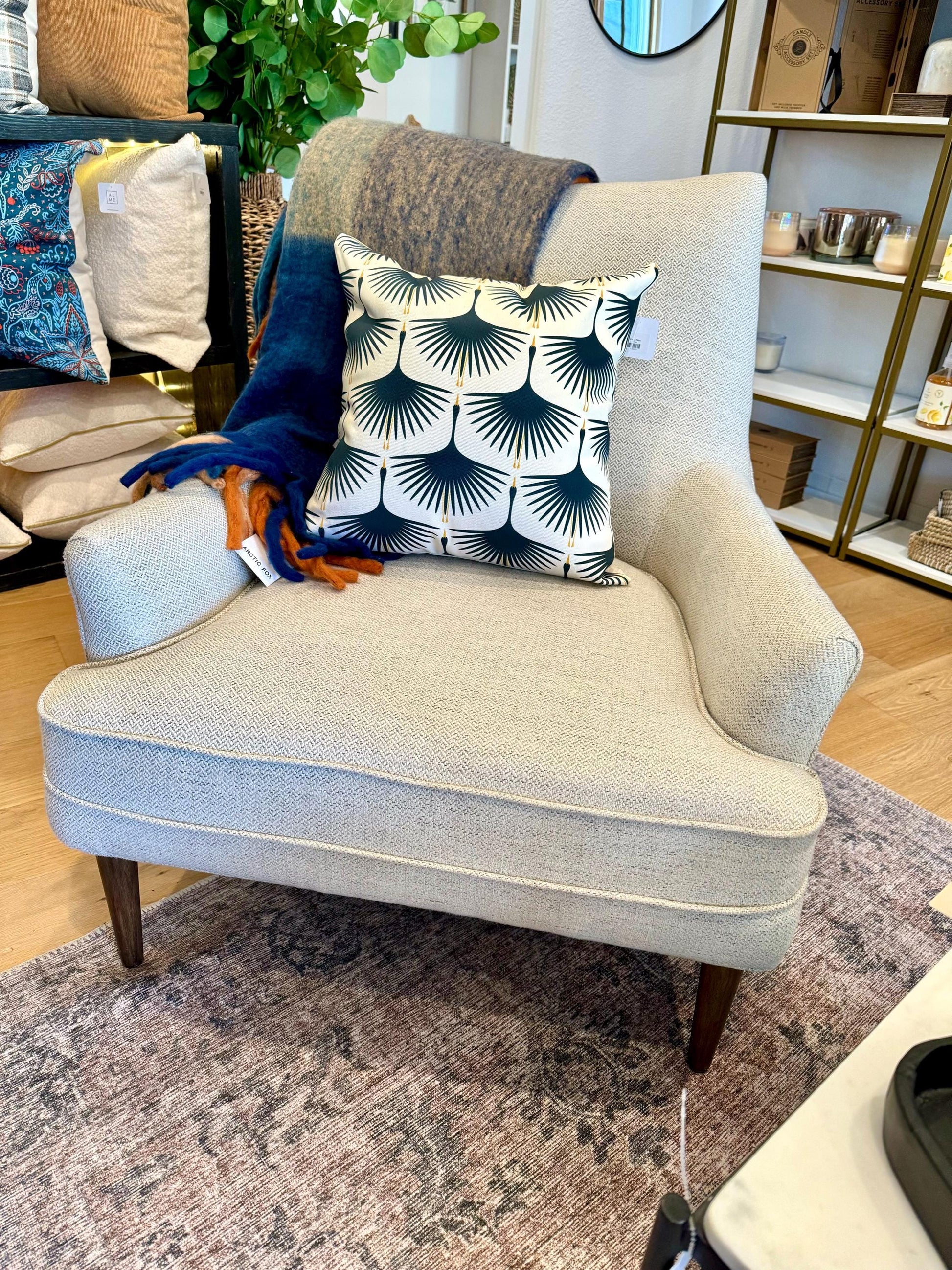 Cover Only | Art Deco Swans Navy and Cream | Designed by Kate Rhees | Machine Washable