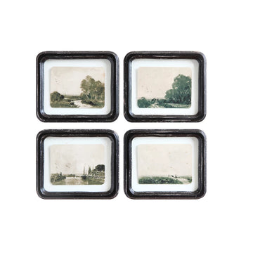 Distressed Wood Framed Wall Decor, Set of 4