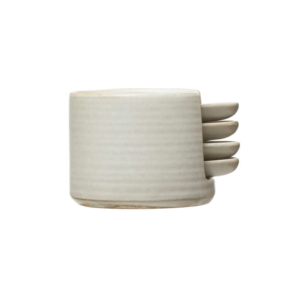 Stoneware Tapas Plates and Holder, Set of 5