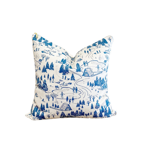 Fun in the Winter Toile Pillow Cover