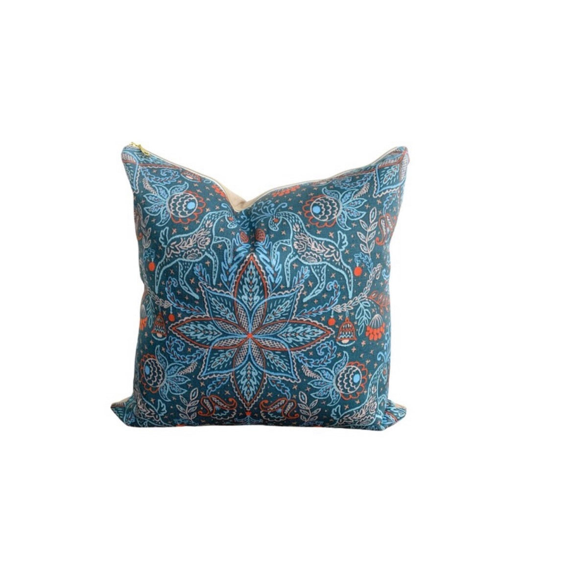 Frosted Folk Winter Orange Pillow Cover