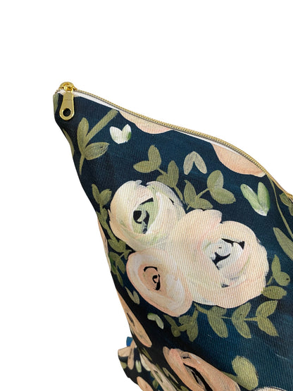 Modern Blush and Navy Floral Pillow Cover