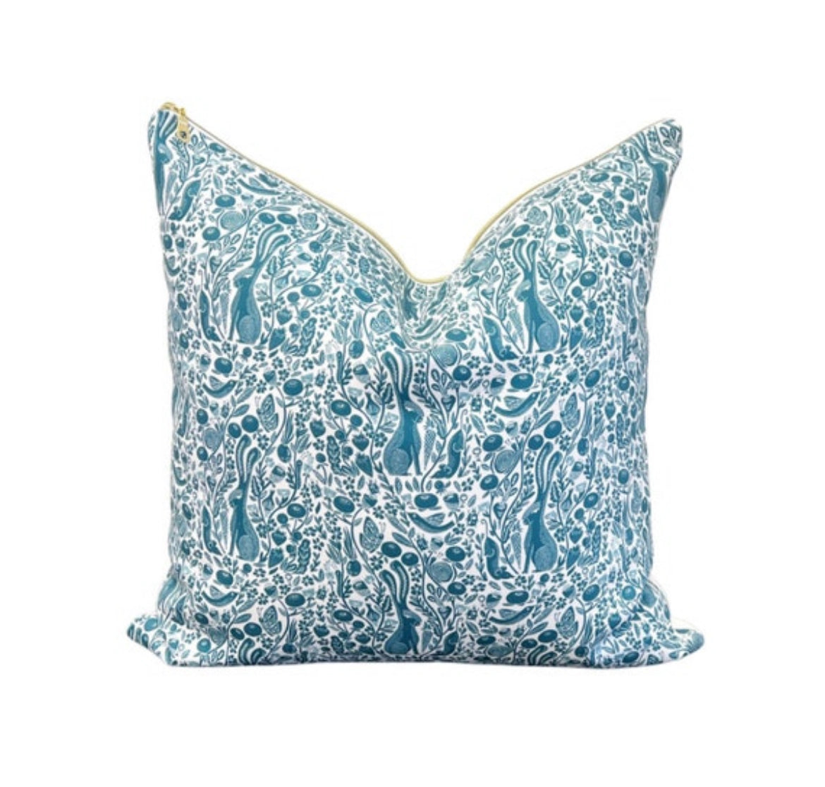 Hare Woodland Forest Pillow Cover - Teal