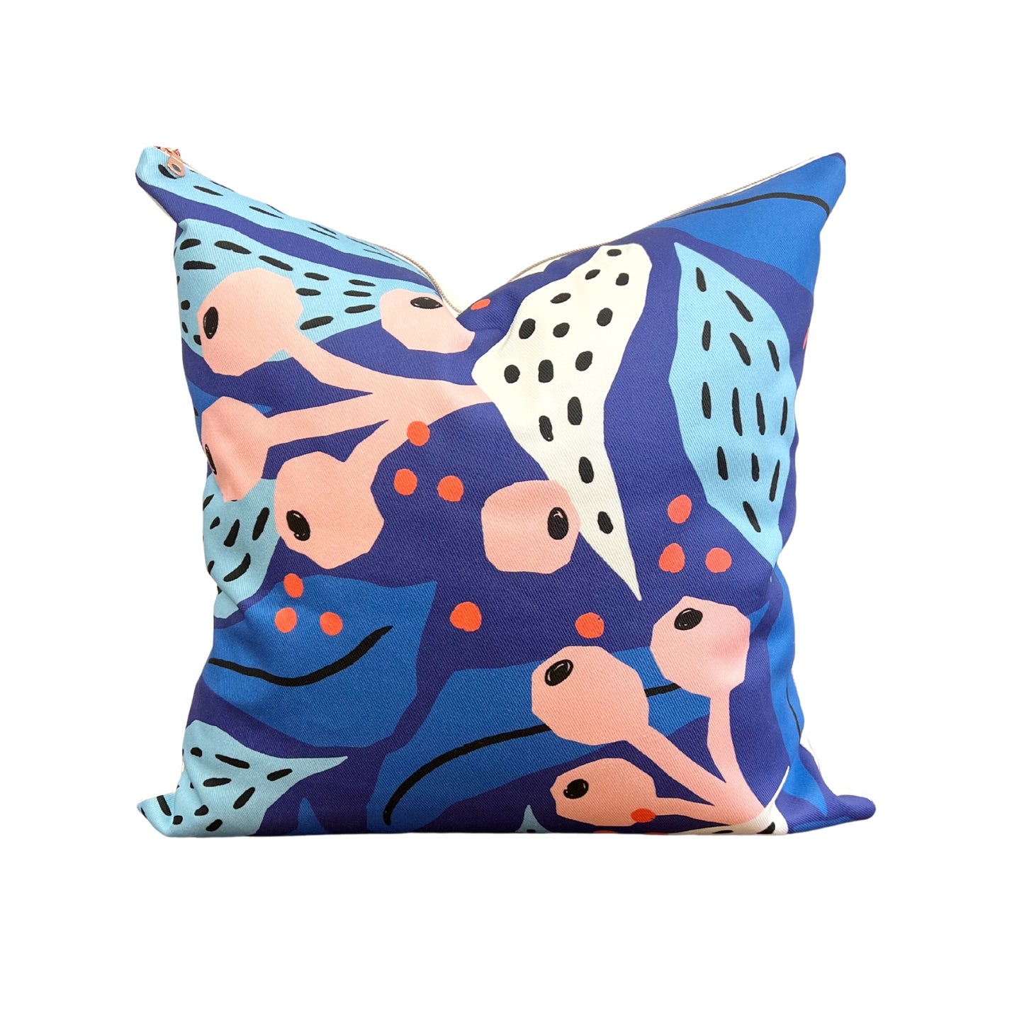 Papercut Collage Blue Pillow Cover