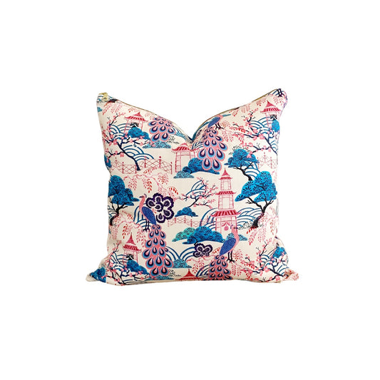 Chinoiserie Peacocks Pillow Cover
