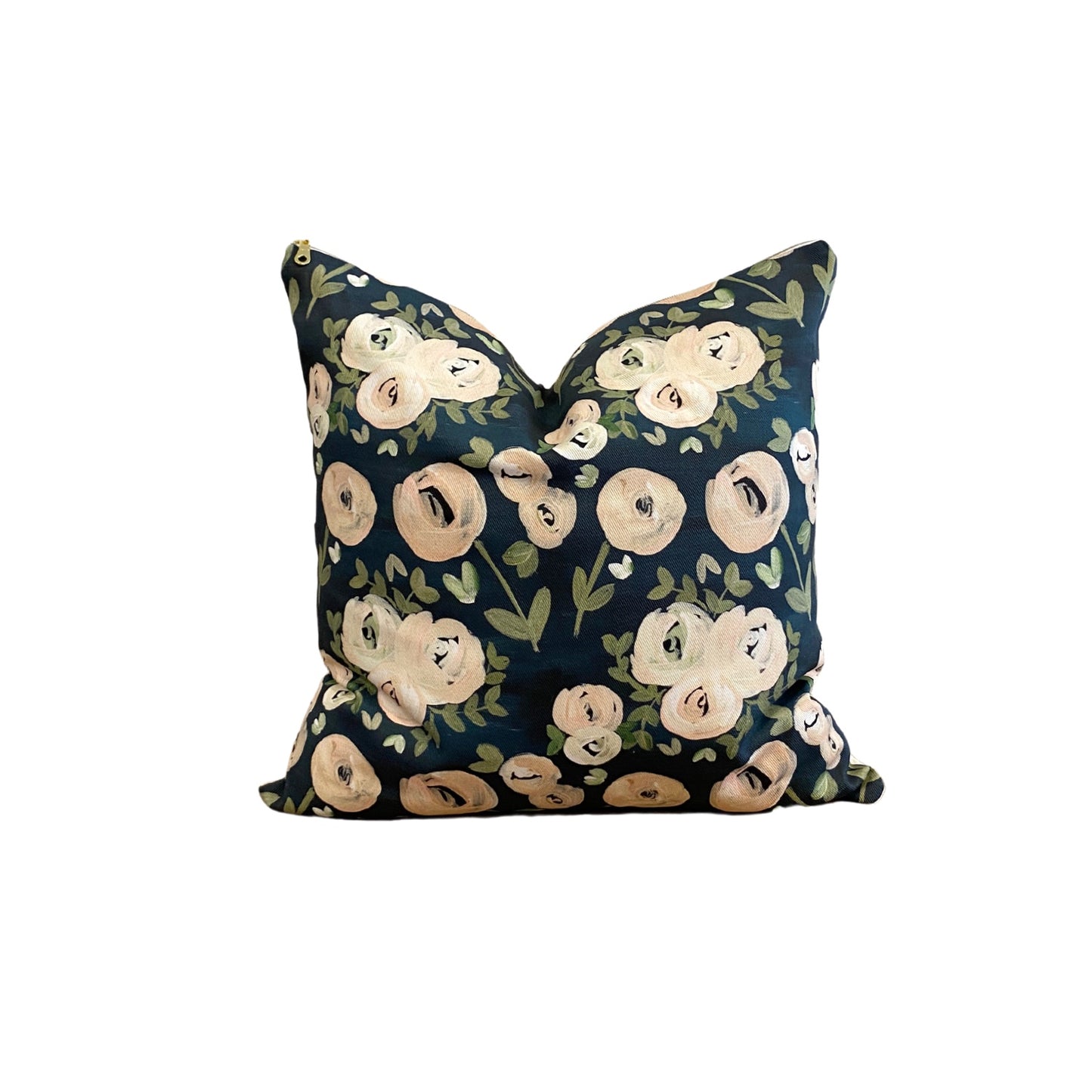 Modern Blush and Navy Floral Pillow Cover