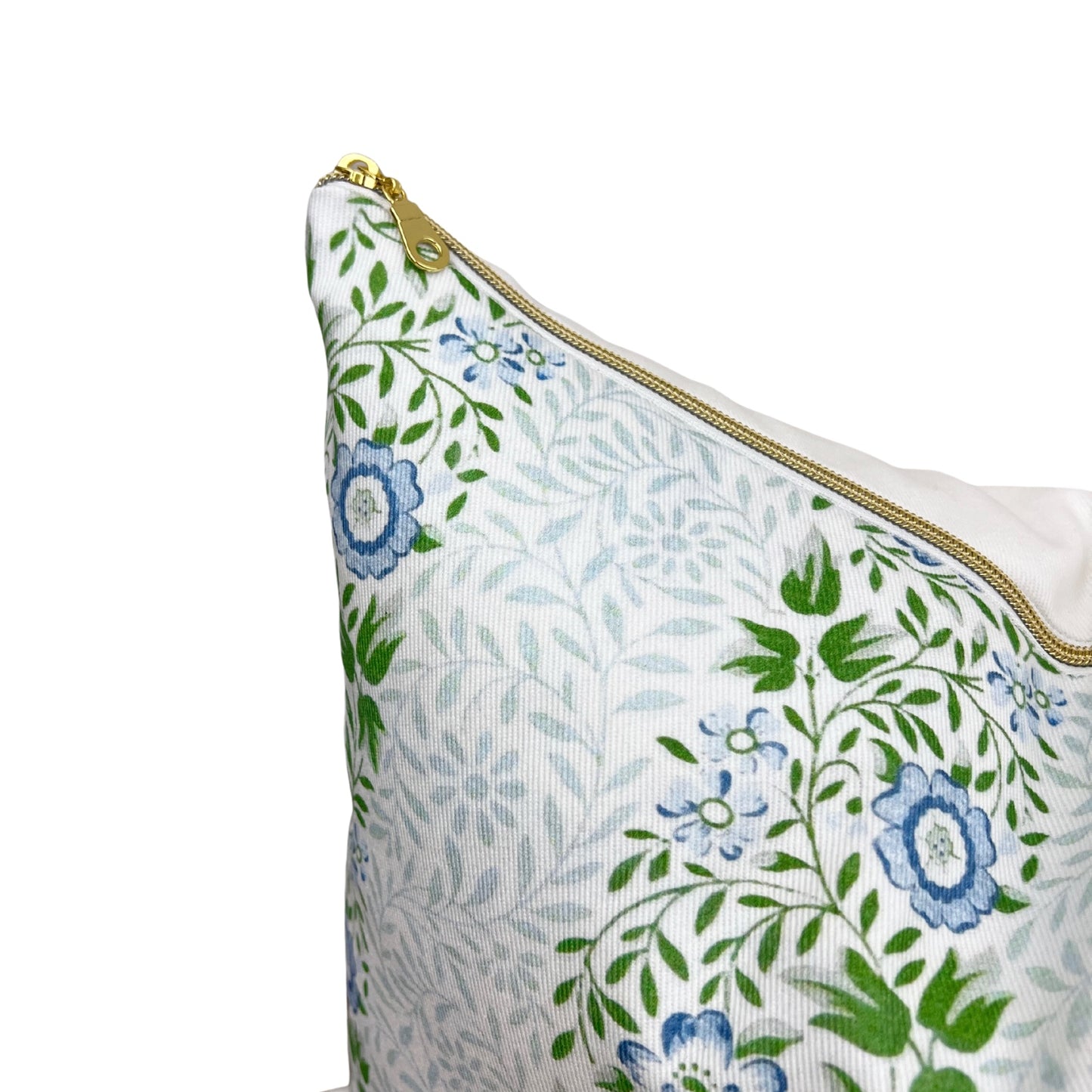 Floral Stripe Blue Green Pillow Cover