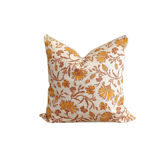 Kalami Floral Mustard Pillow Cover - Designed by Holli Zollinger