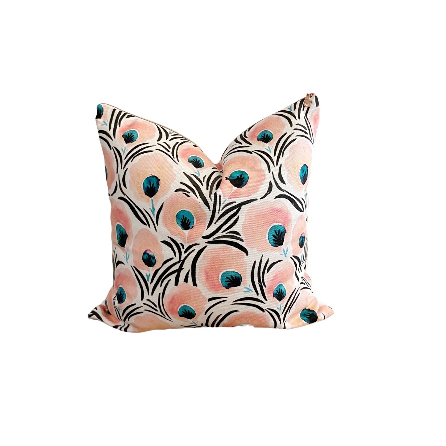 Feathered Flowers Blush Pillow Cover