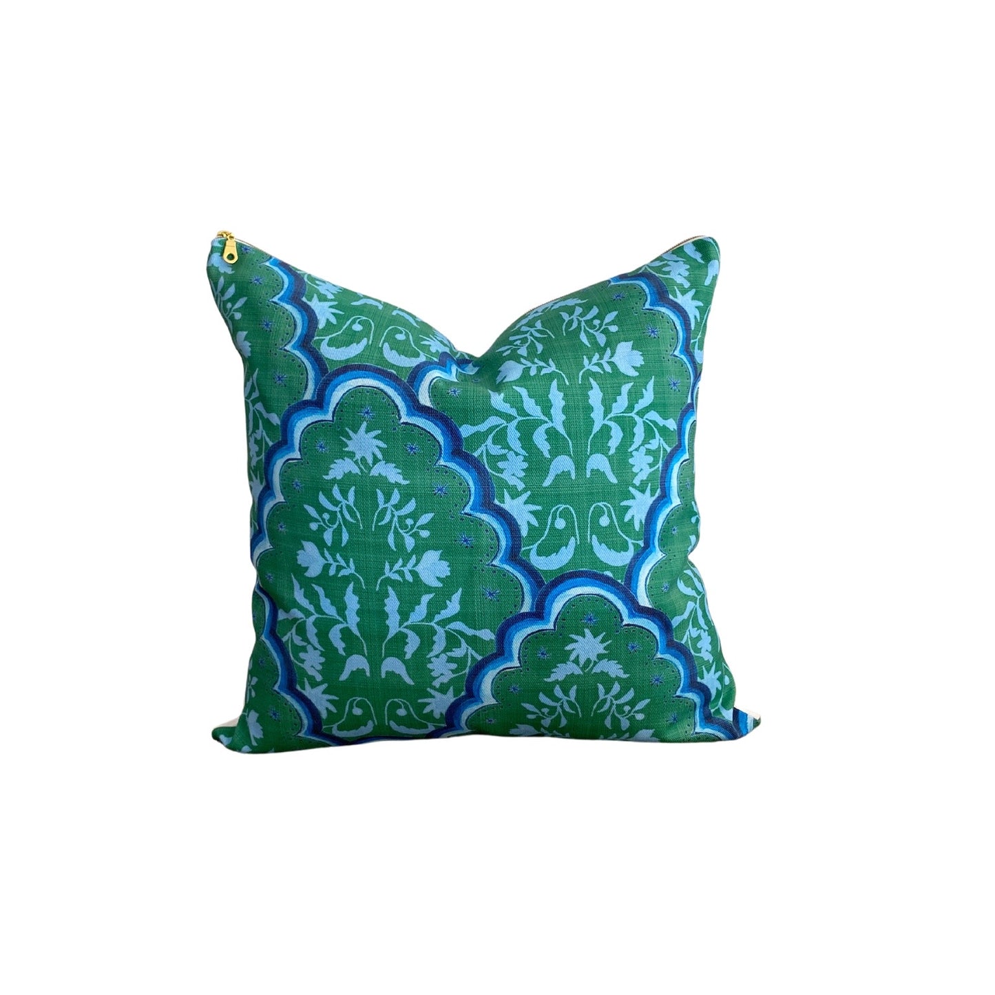 Blue and Green Scallop Paisley Pillow Cover- Designed by Danika Herrick